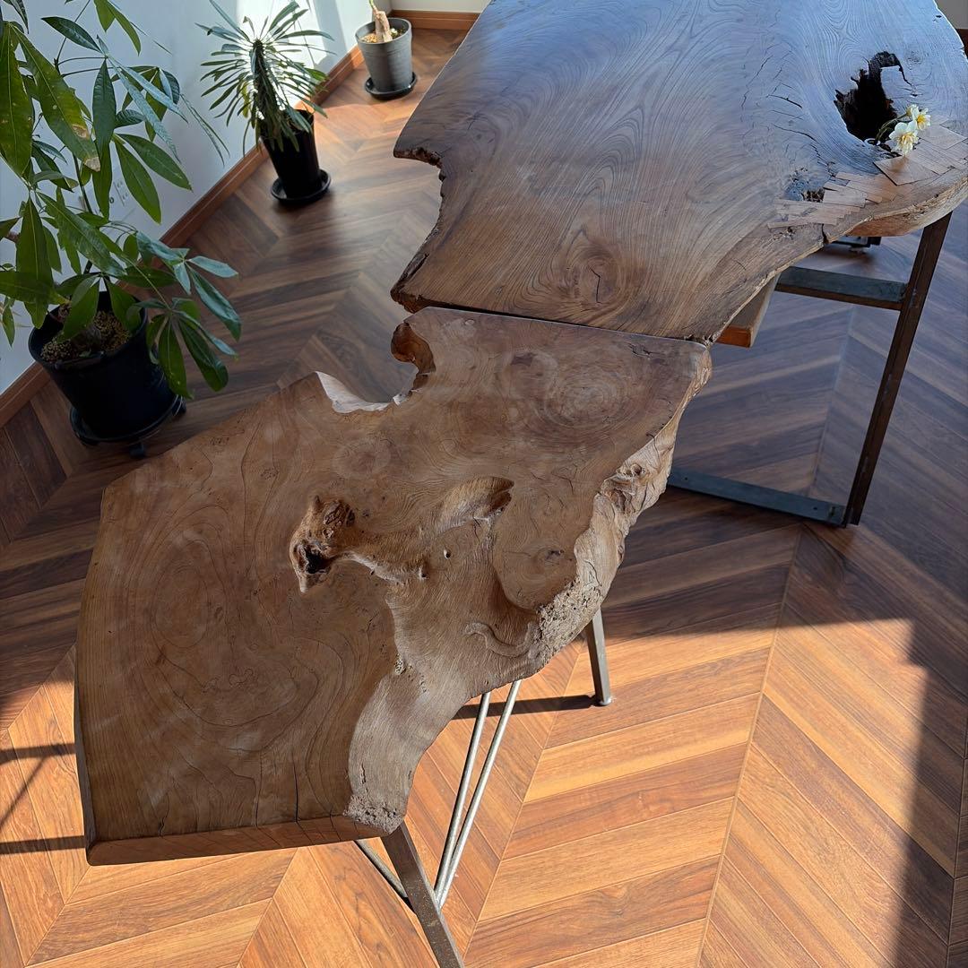 天然木一枚板　アイアン　ダイニングテーブル