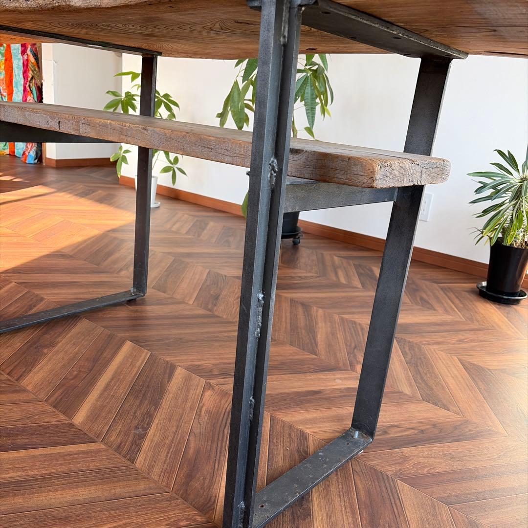 天然木一枚板　アイアン　ダイニングテーブル