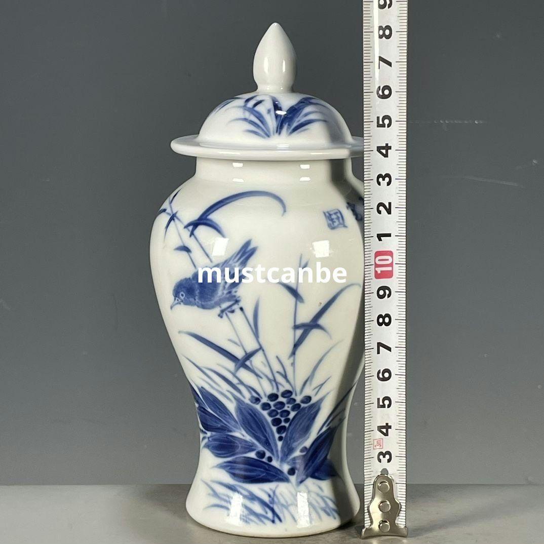 青花花将軍壺 景徳鎮 陶磁器 装飾品 現代工芸品 美術品 置物