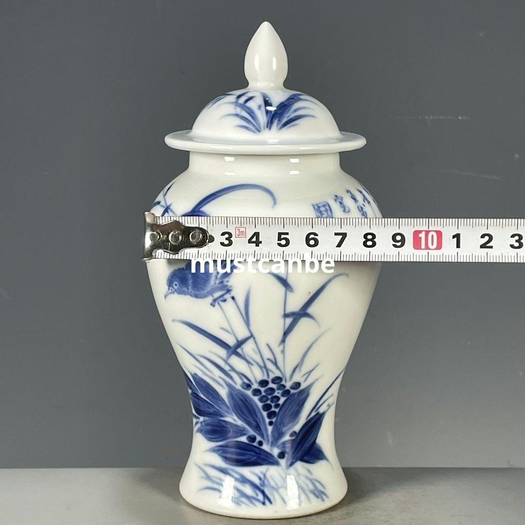 青花花将軍壺 景徳鎮 陶磁器 装飾品 現代工芸品 美術品 置物