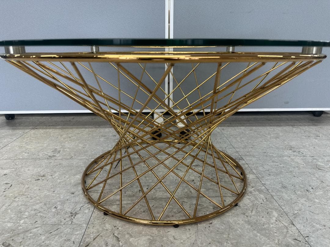 Francfranc　ガラスセンターテーブル　マーリアコーヒーテーブル　ゴールド