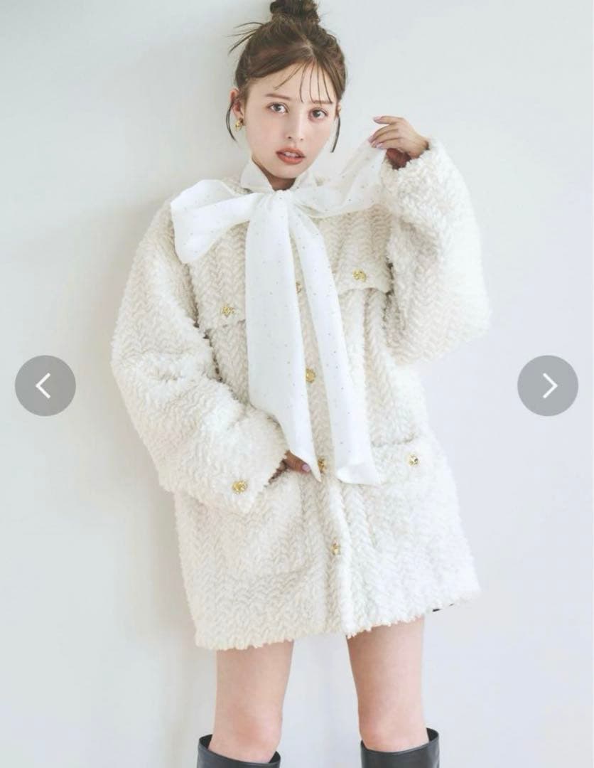 未使用タグ付き✨dazzlin ダズリンボアフレンチブルゾン オフホワイト