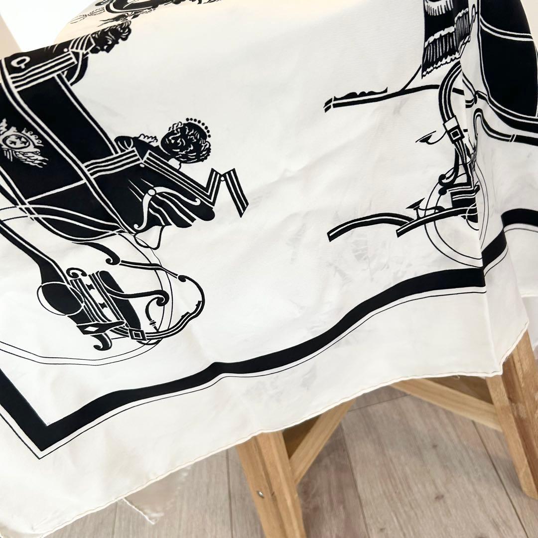 エルメス シルクスカーフ カレ90 エクスリブリス　馬車デザイン