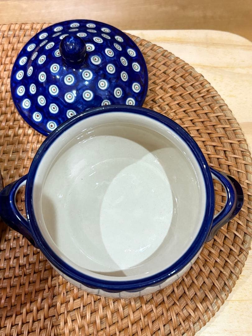 新品　ポーリッシュポタリー　ツェラミカ製　ザクワディ社製　チーズホンデュ　二重鍋