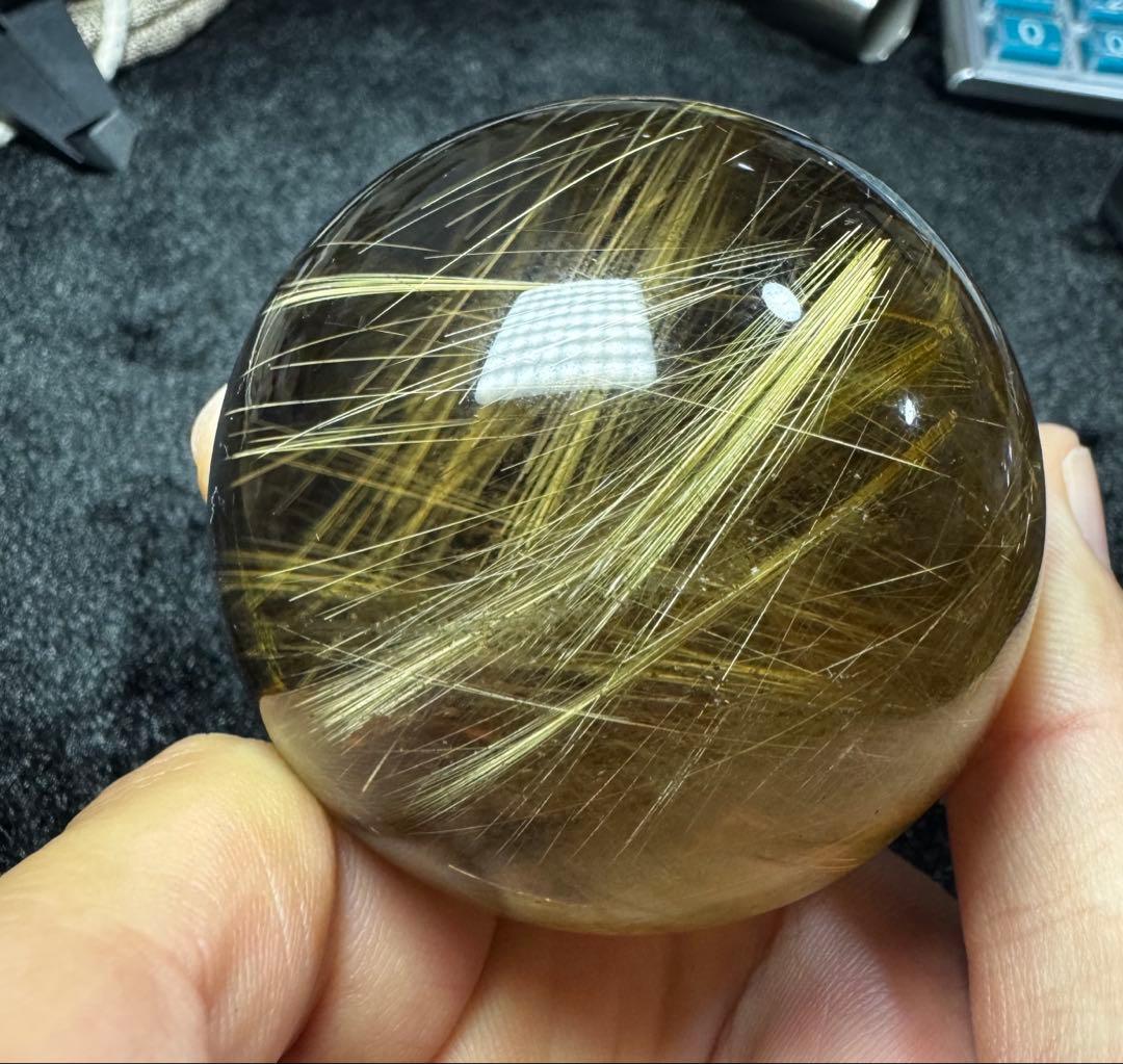 最高級 ゴールドルチル大玉 6cm 金線密集 極上透明コレクション