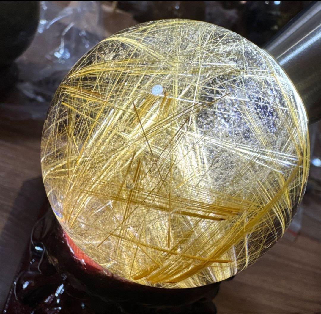 最高級 ゴールドルチル大玉 6cm 金線密集 極上透明コレクション