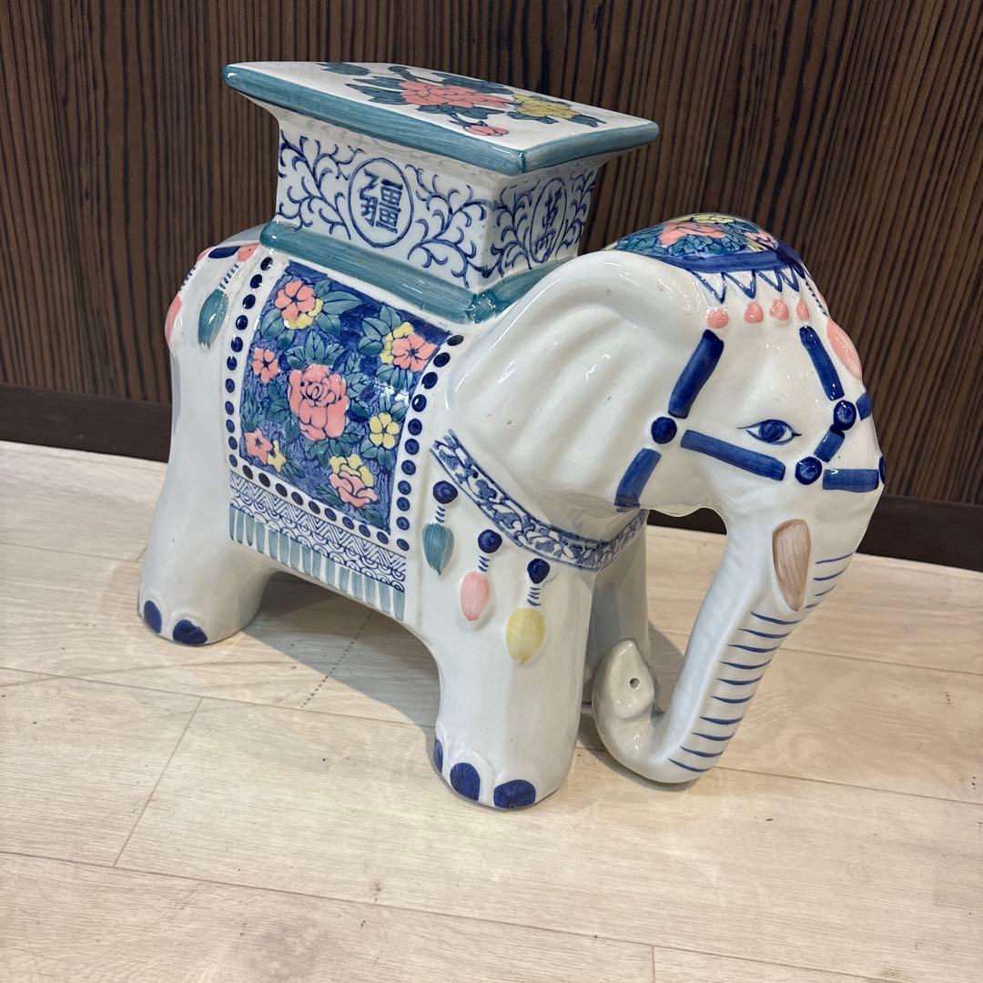 象陶器置き物　花台　フラワースタンド　鉢置き