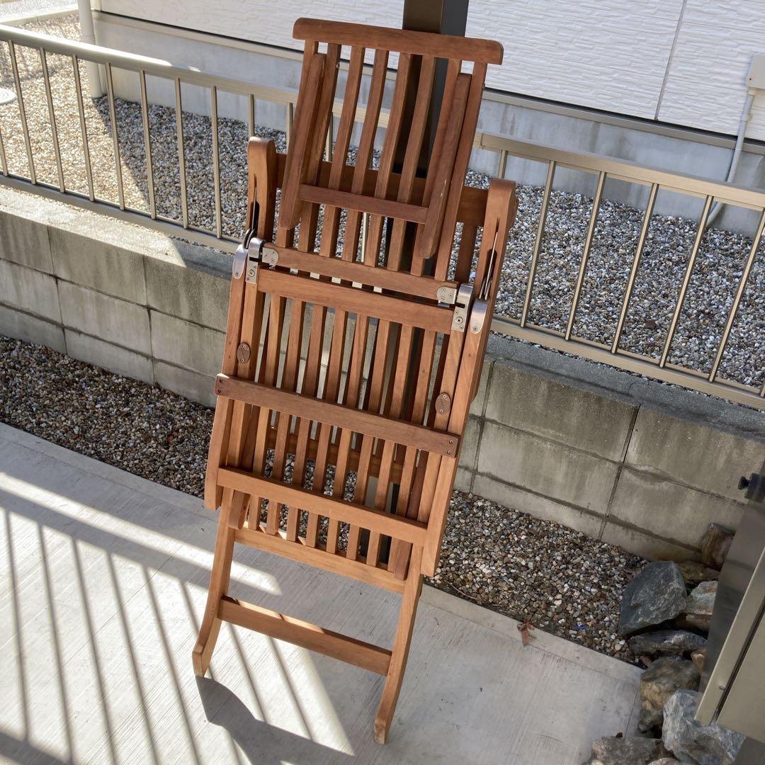 イス　椅子　木製　デッキチェア　ガーデンチェア　アンティーク　折りたたみ式