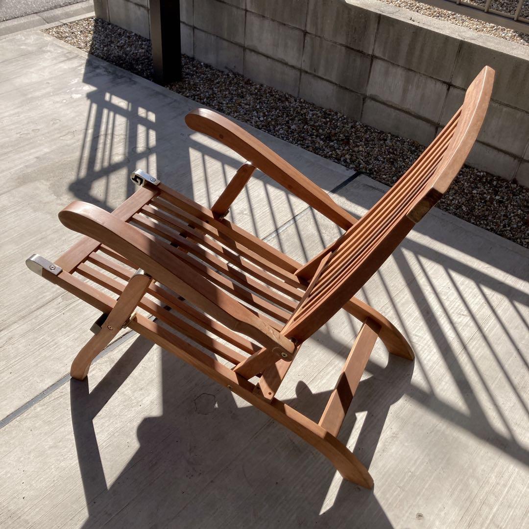 イス　椅子　木製　デッキチェア　ガーデンチェア　アンティーク　折りたたみ式