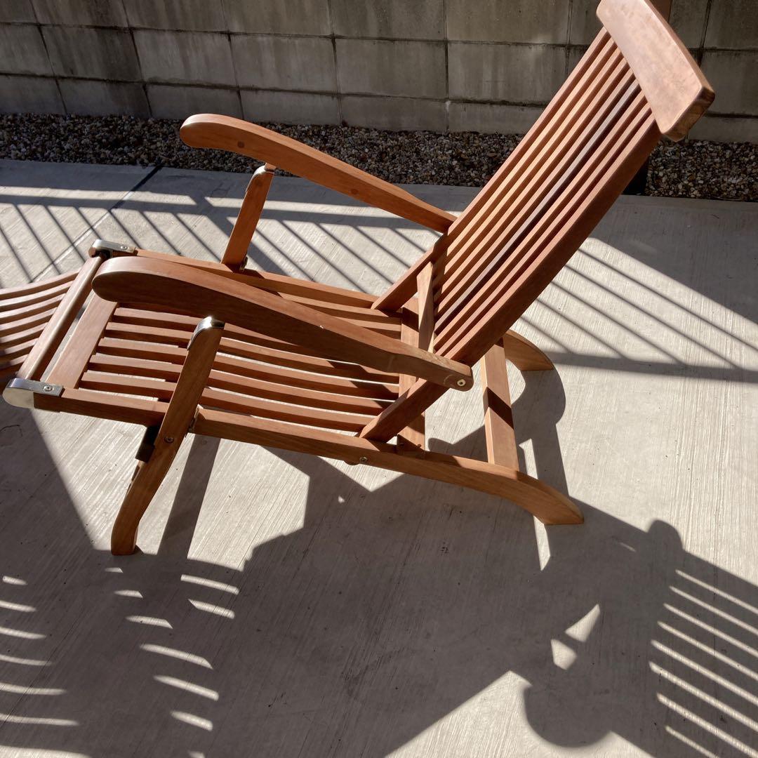 イス　椅子　木製　デッキチェア　ガーデンチェア　アンティーク　折りたたみ式