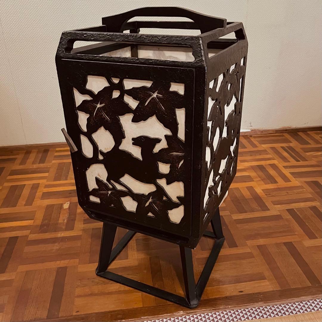 置行灯 フロアランプ 鹿と紅葉 和風照明 古小物 古道具 アンティーク 骨董