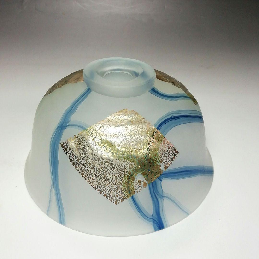 Ｓ５７４　茶碗　『義山　銀箔清流』『水崎長寿作』　共箱　抹茶碗　茶道具