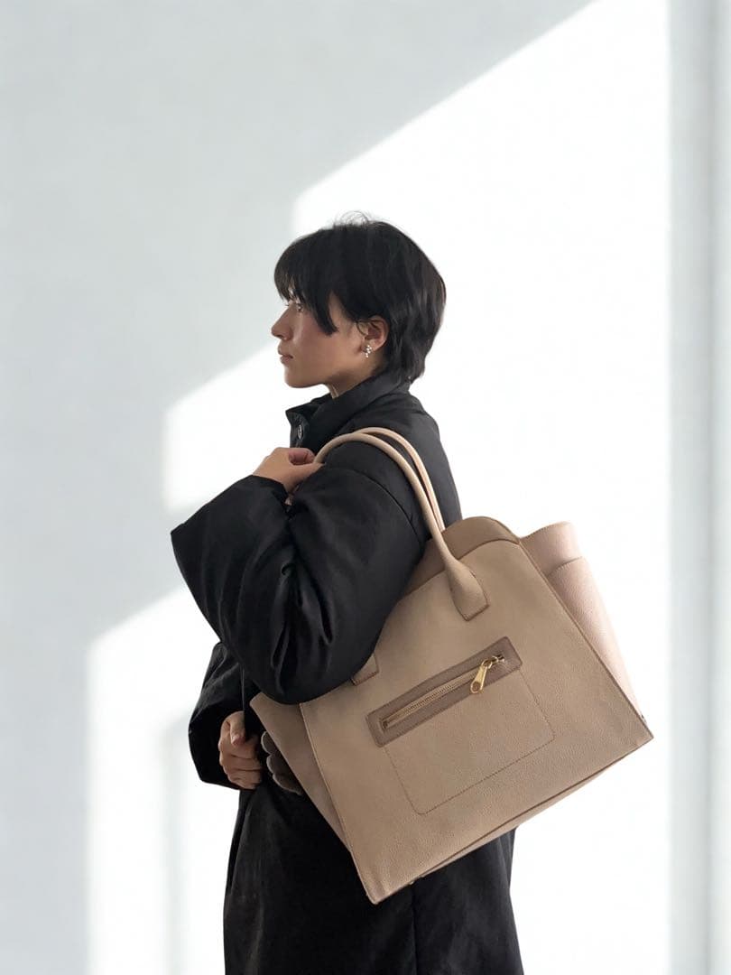 HAMANO 濱野皮革工藝 トート ピンクベージュ系 保存袋付き