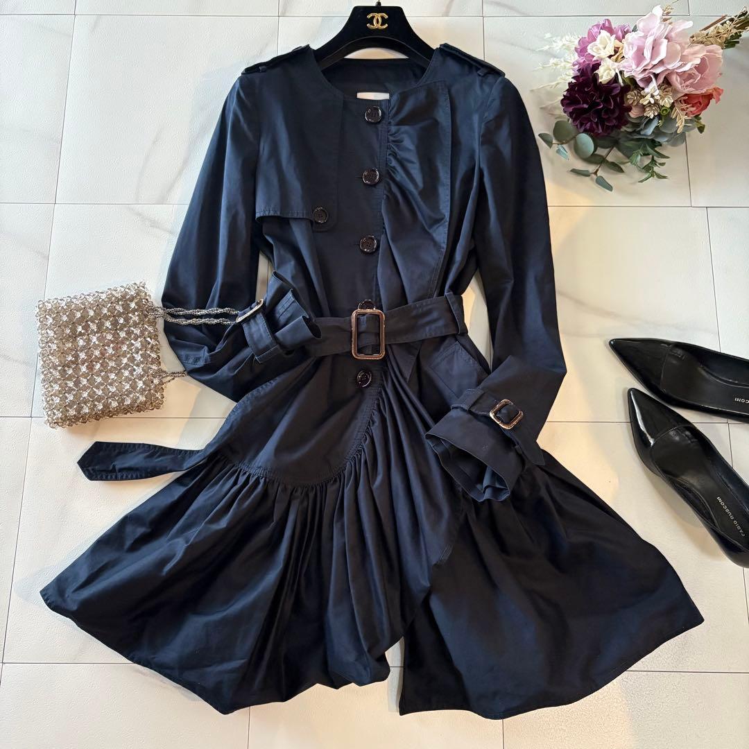 MOSCHINO CHEAPANDCHIC ノーカラー　フリルトレンチコート42