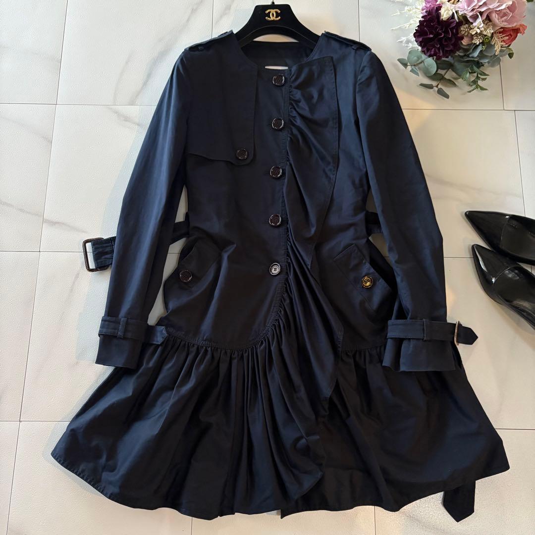 MOSCHINO CHEAPANDCHIC ノーカラー　フリルトレンチコート42