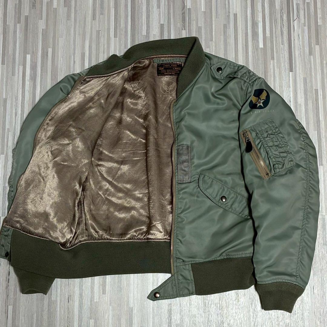 ヒューストン L2-B MA-1 フライトジャケット 米軍 カーキ Lサイズ