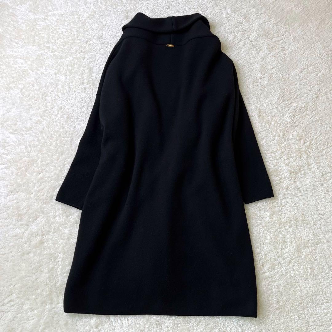 MUSEミューズドゥドゥーズィエムクラススムースニットガウンコートウール黒F