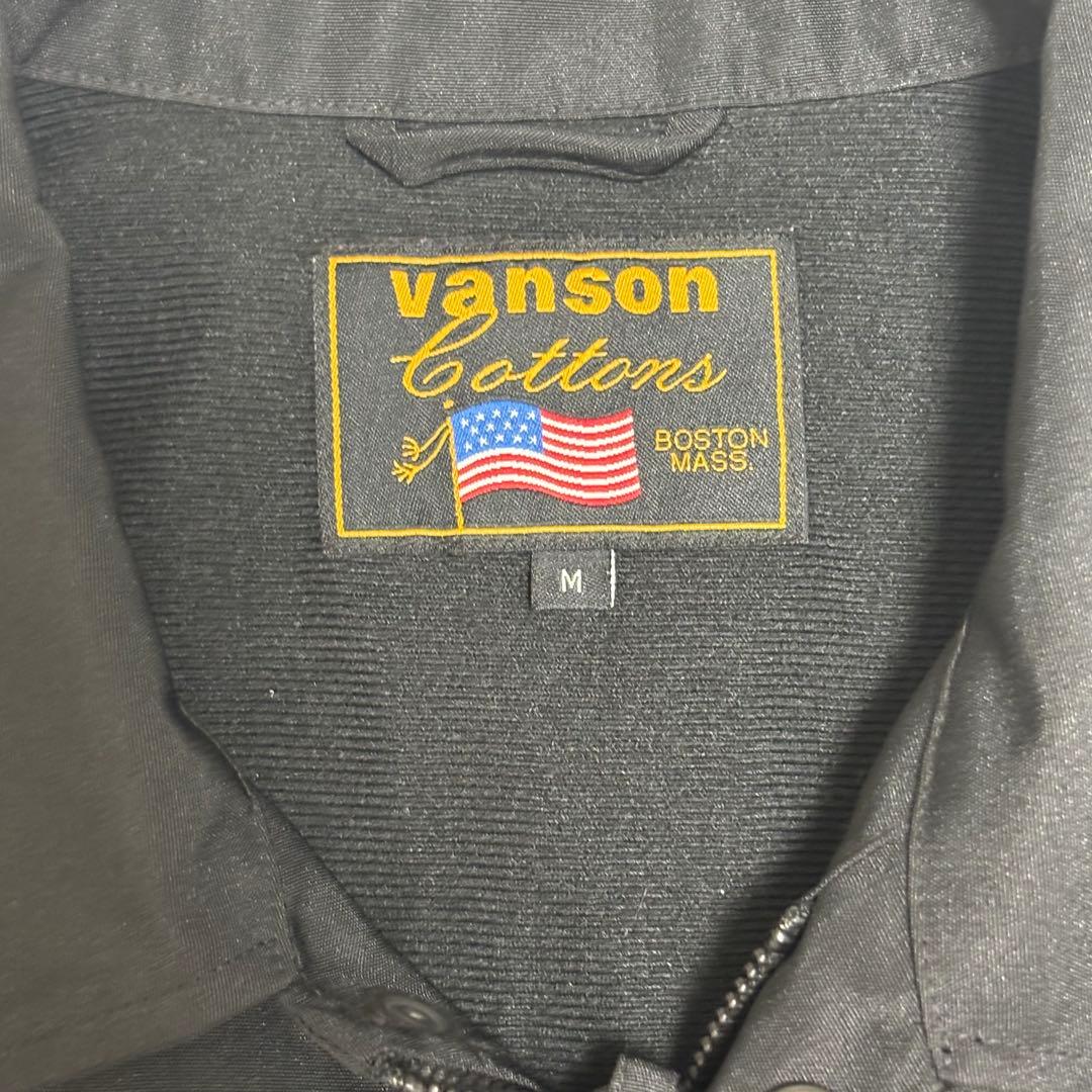 VANSON × AMERICAN BASS ナイロン コーチジャケット 黒
