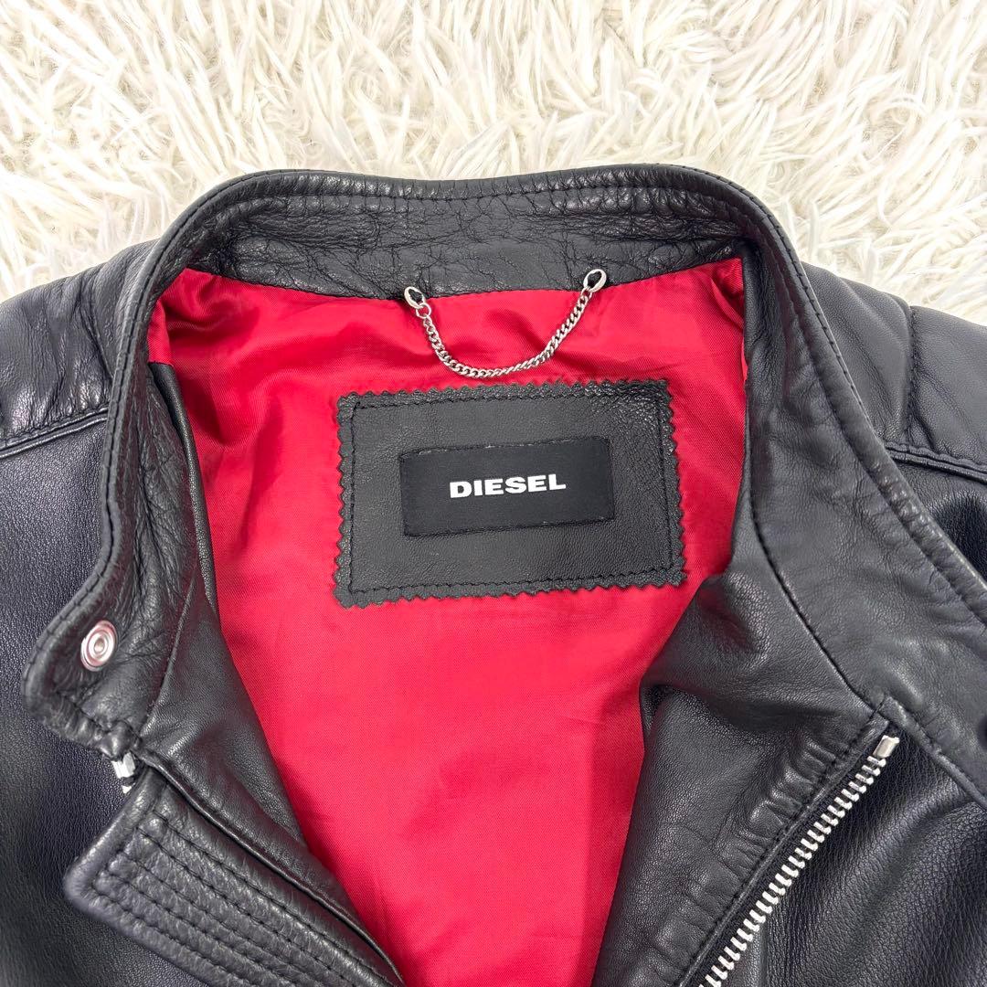 メカサイズ！XXL！ ディーゼル ラムレザー シングル ライダースジャケット 黒