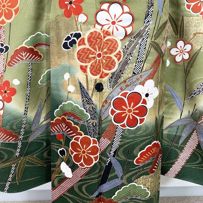 504z17.412y10.小物☆振袖 小柄な方にも 金彩 古典柄 松竹梅☆美品