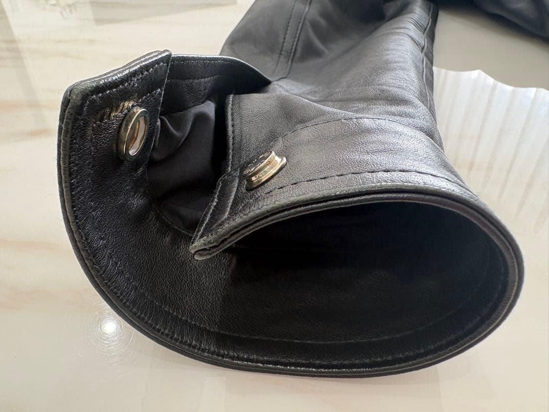 EMMETIエンメティJURIライダースジャケット ブラック ゴールドジップ46