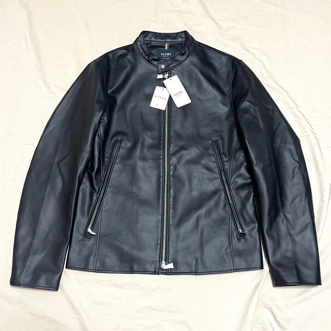 【新品タグ付き】ビームス　シングルライダース　レザージャケット　近年モデル　L