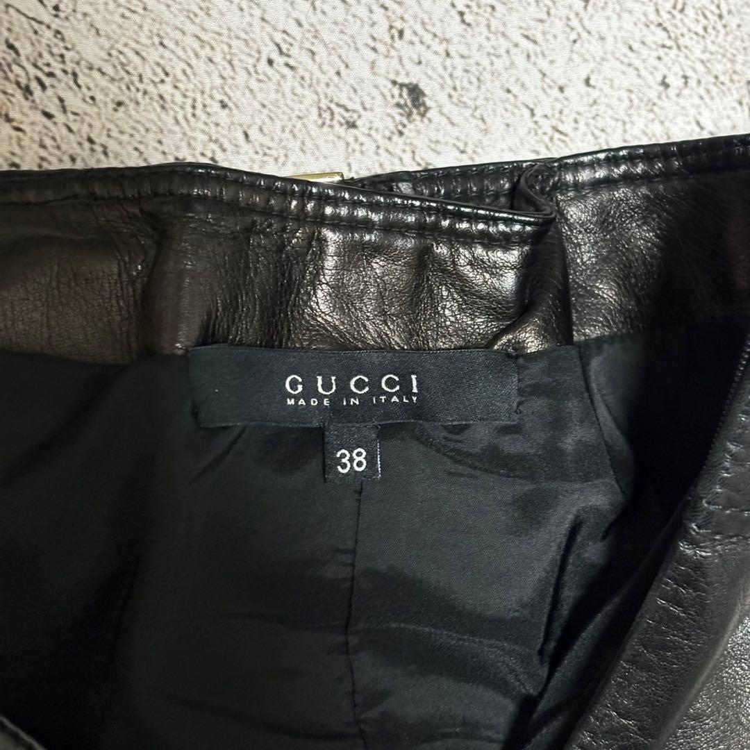 GUCCI グッチ ラムスキン レザー スカート 38サイズ