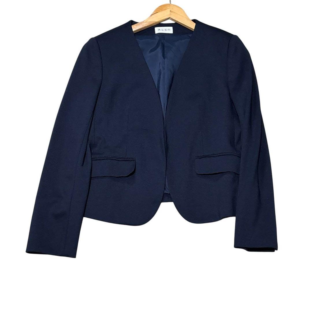 【Lサイズ】プラステノーカラージャケットビューティアンドユース セットアップ濃紺