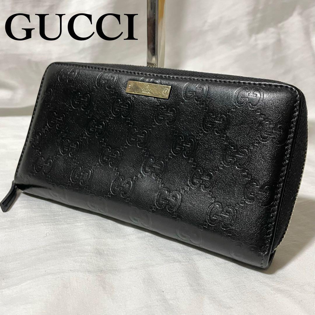 GUCCI グッチ 長財布 シマ シグネチャー GGパターン ブラック