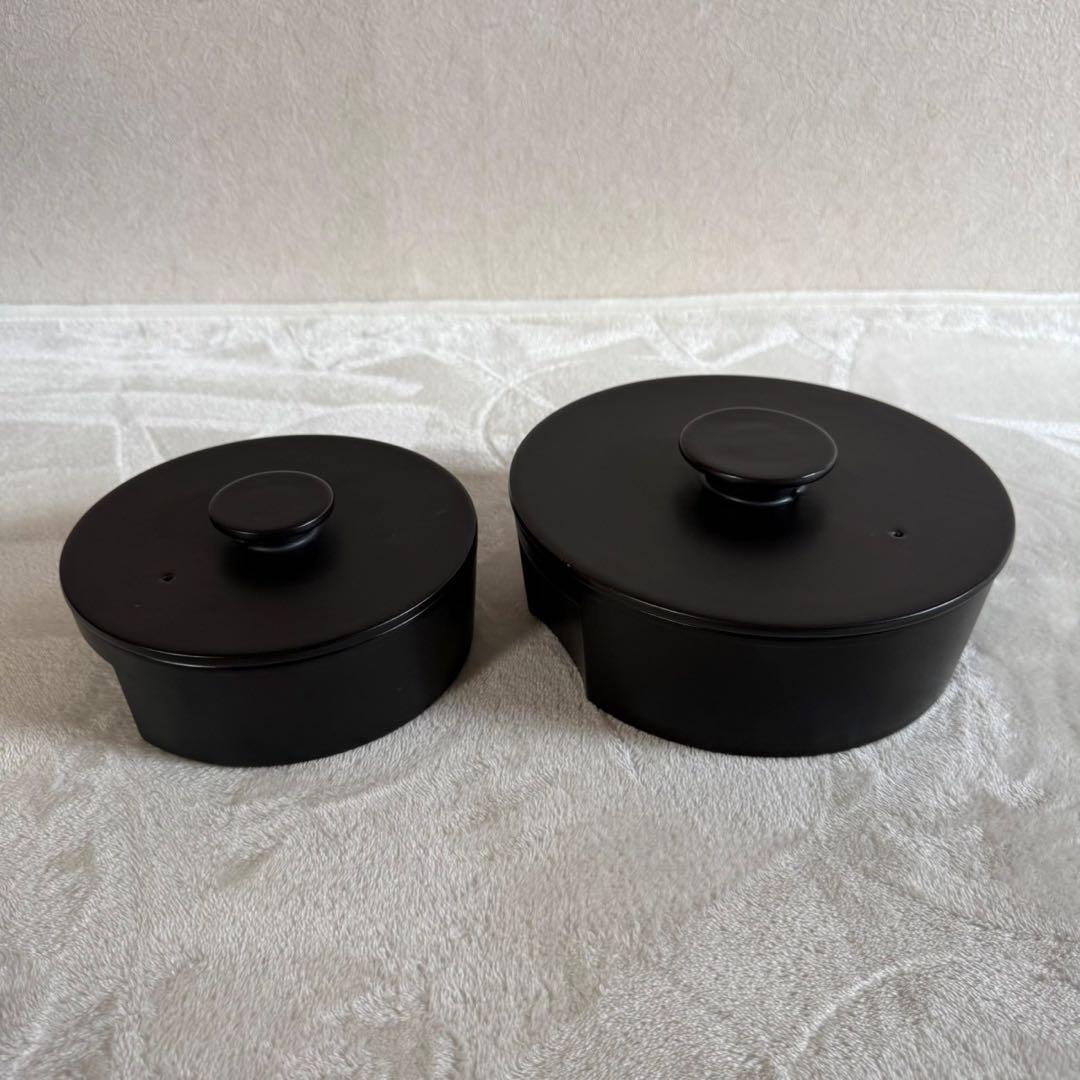 セラミックジャパン IH 土鍋 L S セット ブラック　蒸し器にも