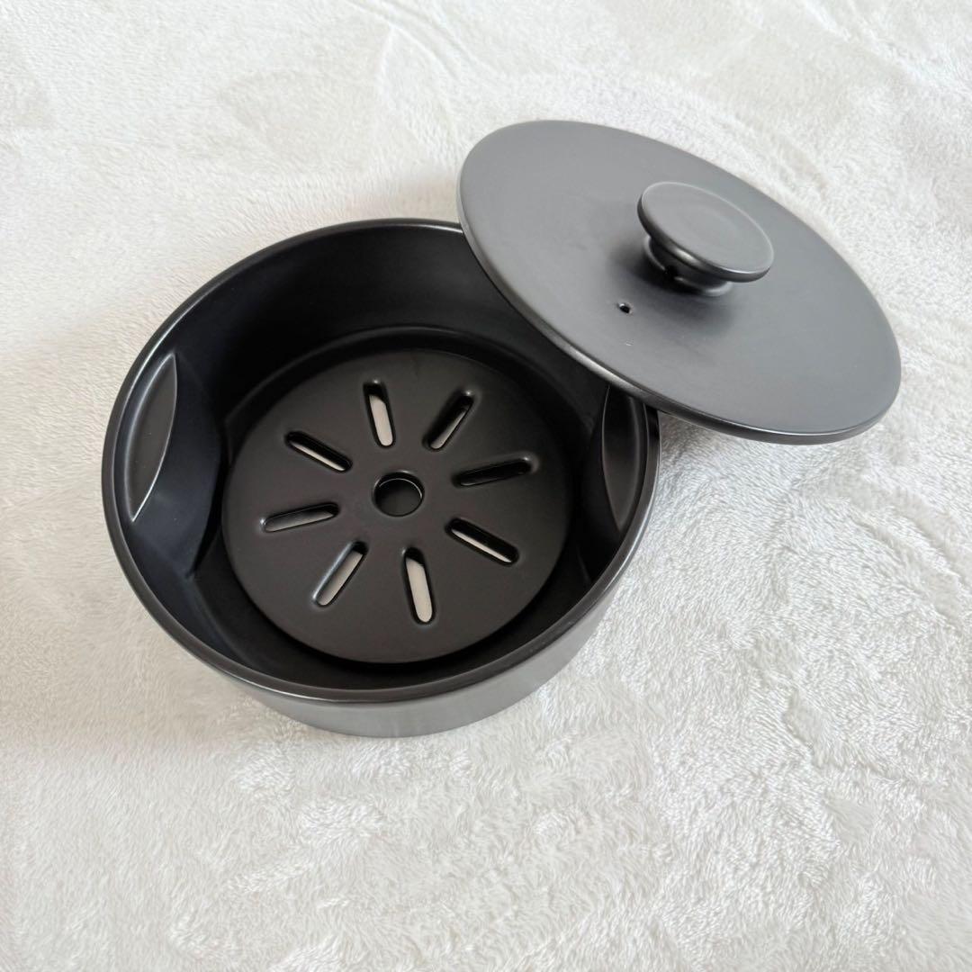 セラミックジャパン IH 土鍋 L S セット ブラック　蒸し器にも