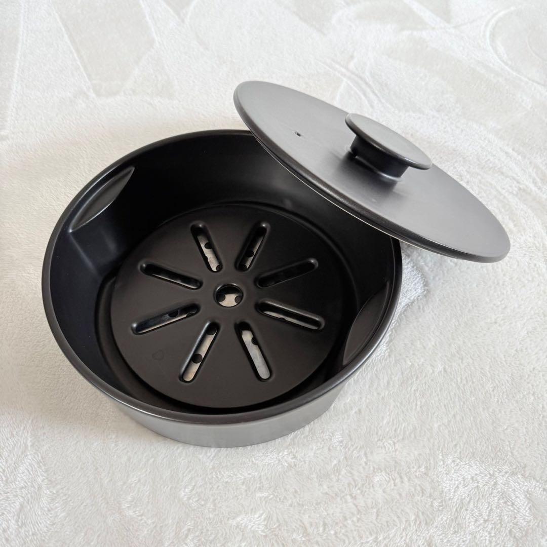 セラミックジャパン IH 土鍋 L S セット ブラック　蒸し器にも