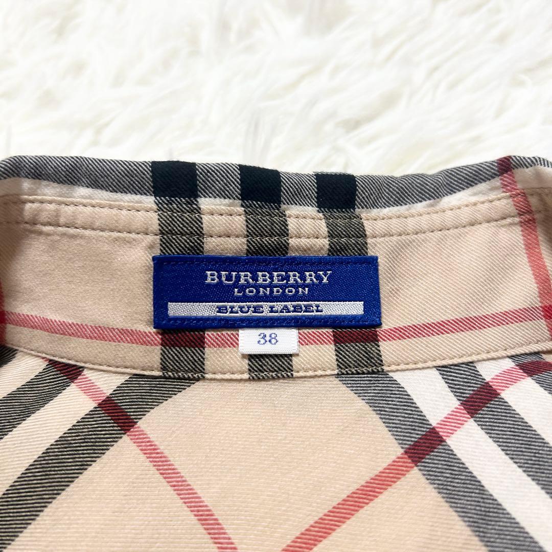 2way✨バーバリーブルーレーベル パフスリーブブラウス ノバチェック 赤刺繍