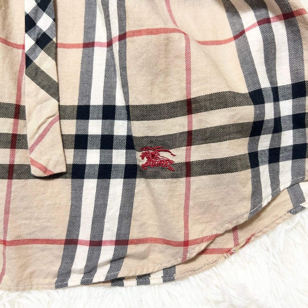 2way✨バーバリーブルーレーベル パフスリーブブラウス ノバチェック 赤刺繍