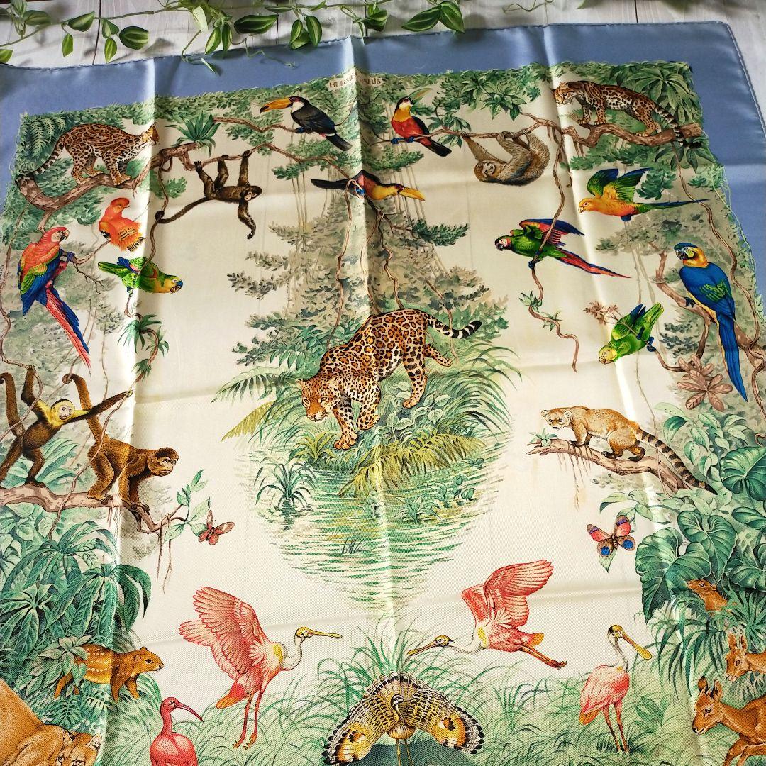 HERMES カレ90　EQUATEUR 赤道直下　ライトブルー