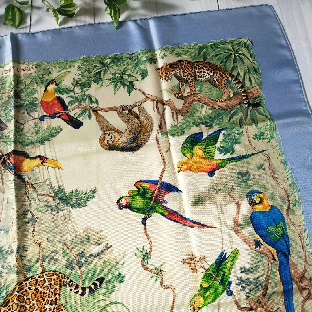 HERMES カレ90　EQUATEUR 赤道直下　ライトブルー