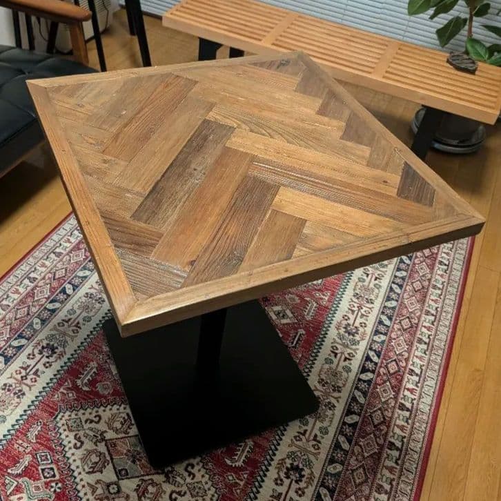 KOZAI カフェテーブル ヘリンボーン W600×H600×H720