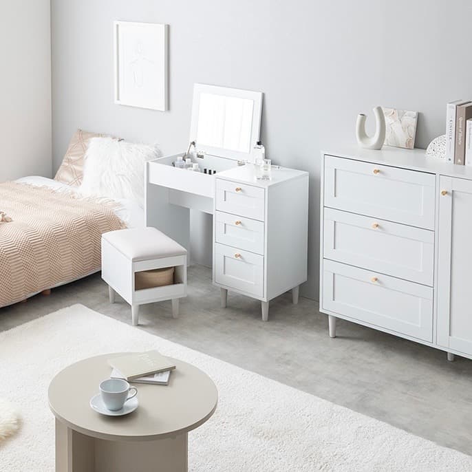 【幅80cm】Calan ドレッサー セット デスク チェア コンセント 収納