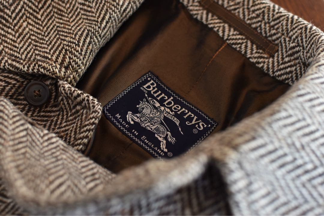 Burberrys ヘリンボーン ステンカラーコート 一枚袖