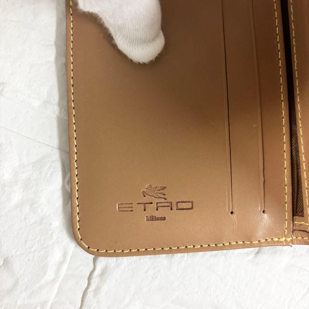 極美品✨️ETRO 二つ折り財布 ペイズリー柄 レザー コンパクトウォレット