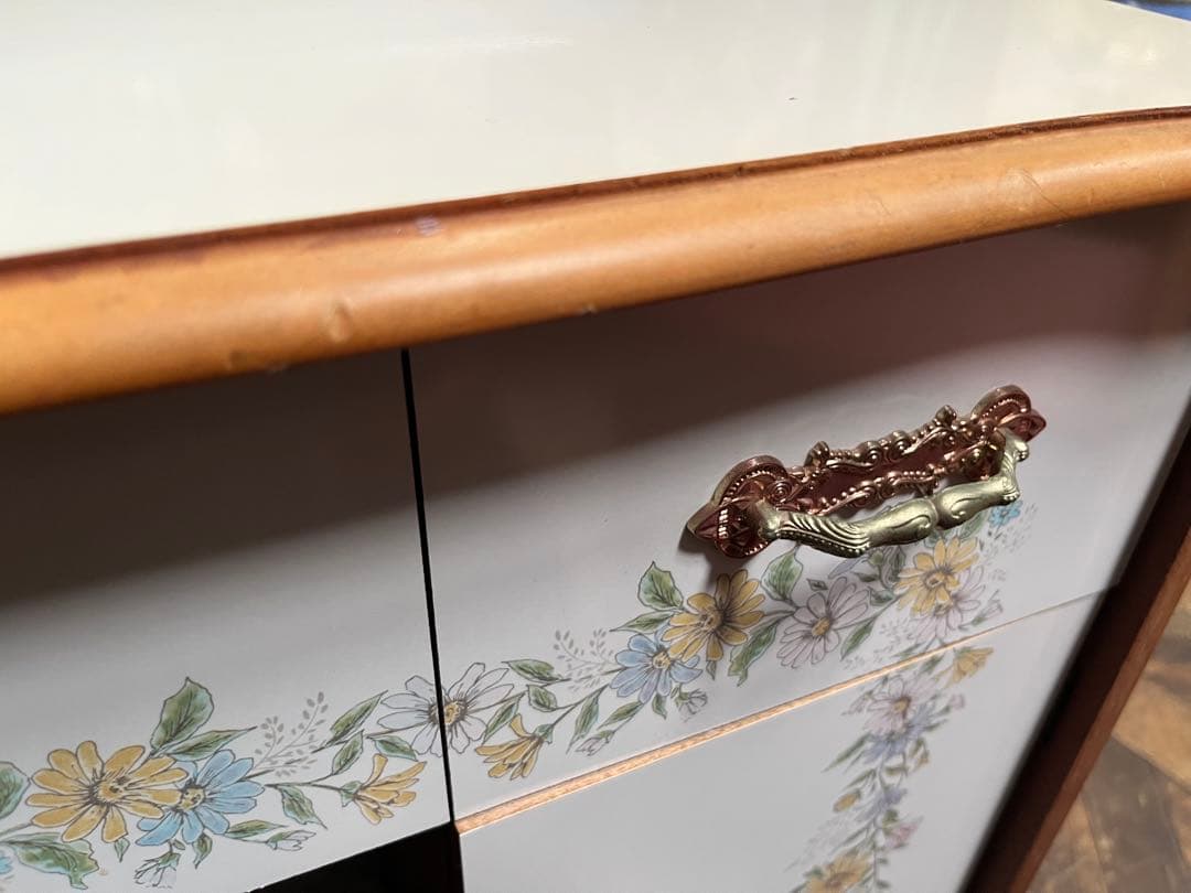 鏡台 ドレッサー 椅子 セット インテリア 昭和レトロ 当時物 花柄レトロポップ