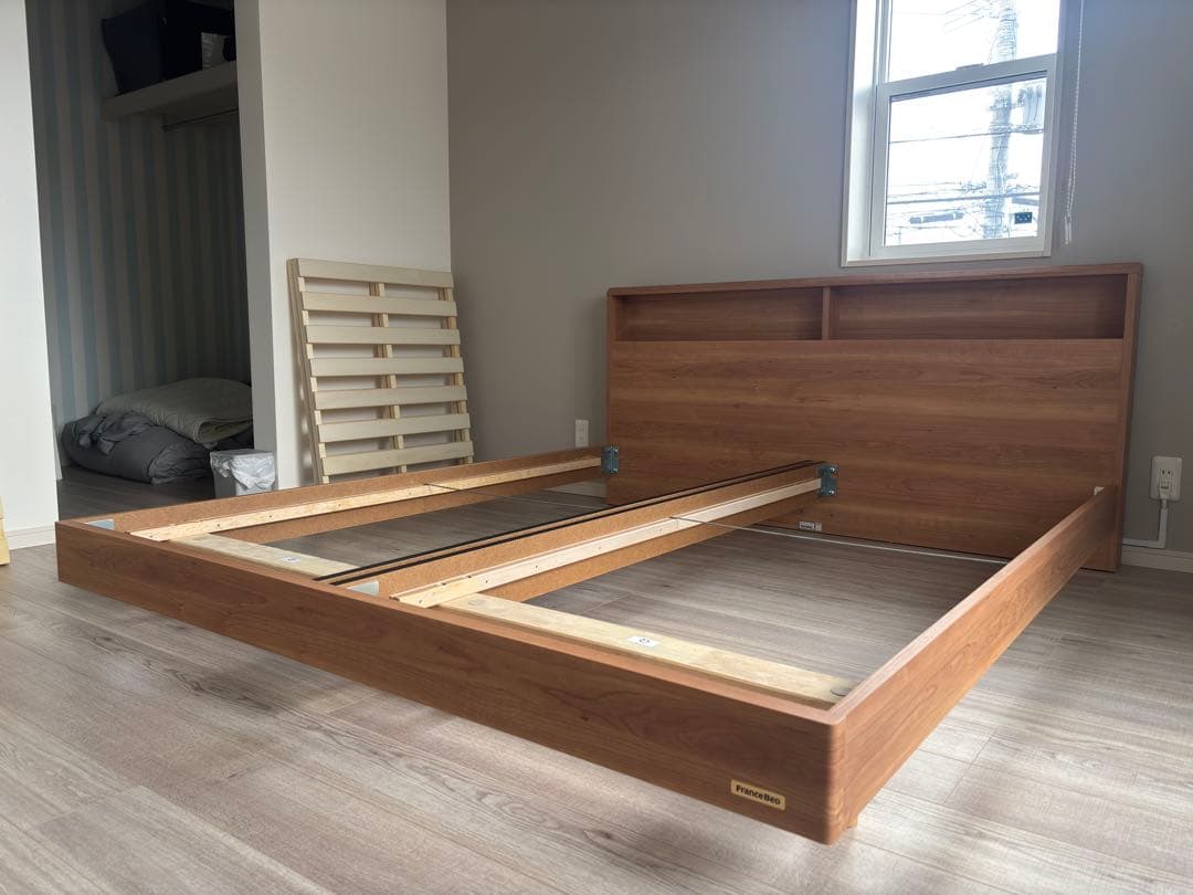 フランスベッド クイーンサイズ セミシングルマットレス2枚 ベッド一式 美品