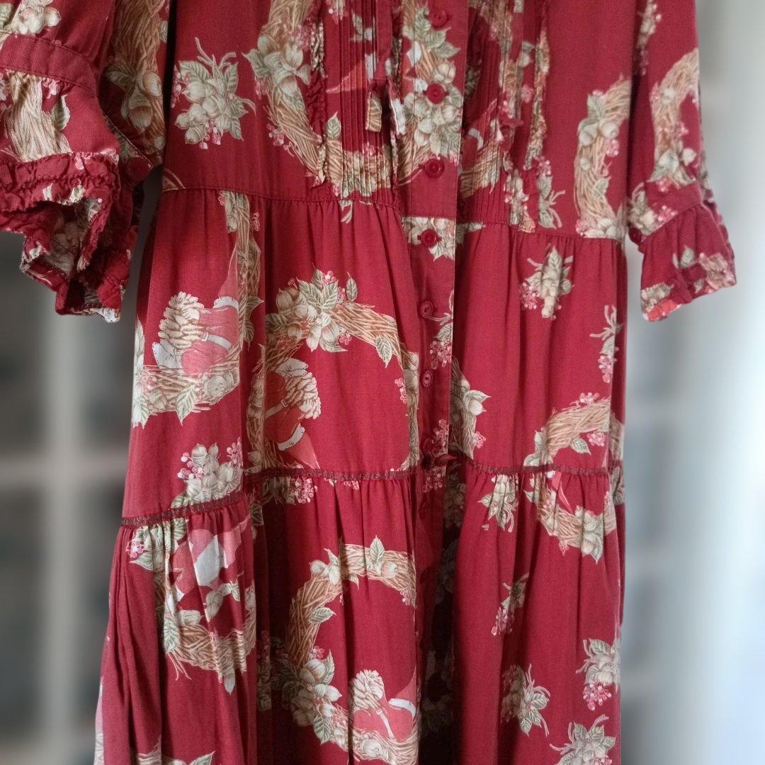 ピンクハウス♡希少な小人柄♡花柄フリル付き羽織りロングワンピース