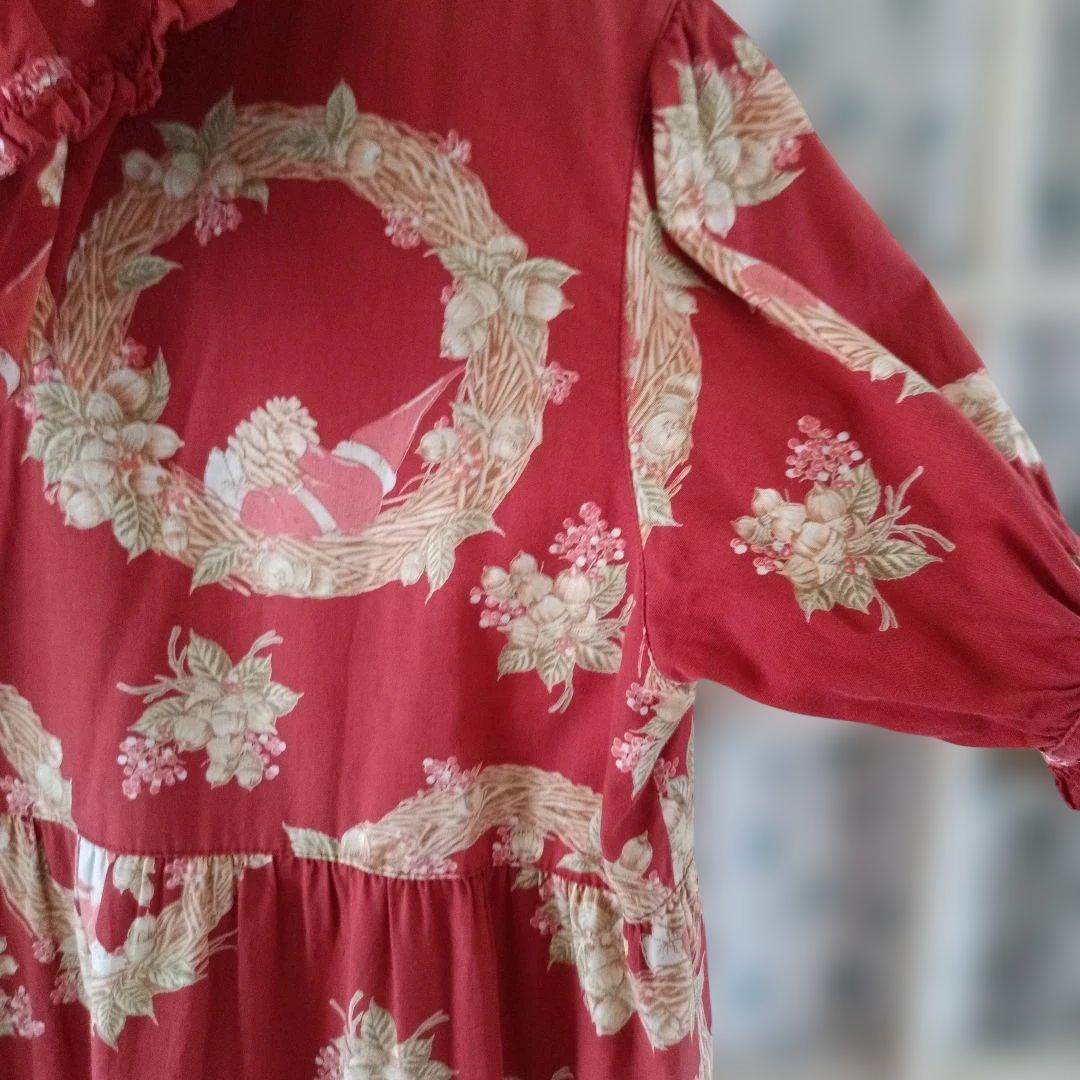 ピンクハウス♡希少な小人柄♡花柄フリル付き羽織りロングワンピース