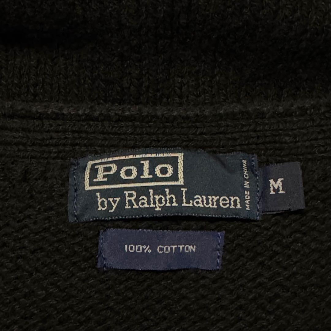 3578【人気ブラック・美品】ラルフローレン レッドポニー刺繍ロゴ カーディガン