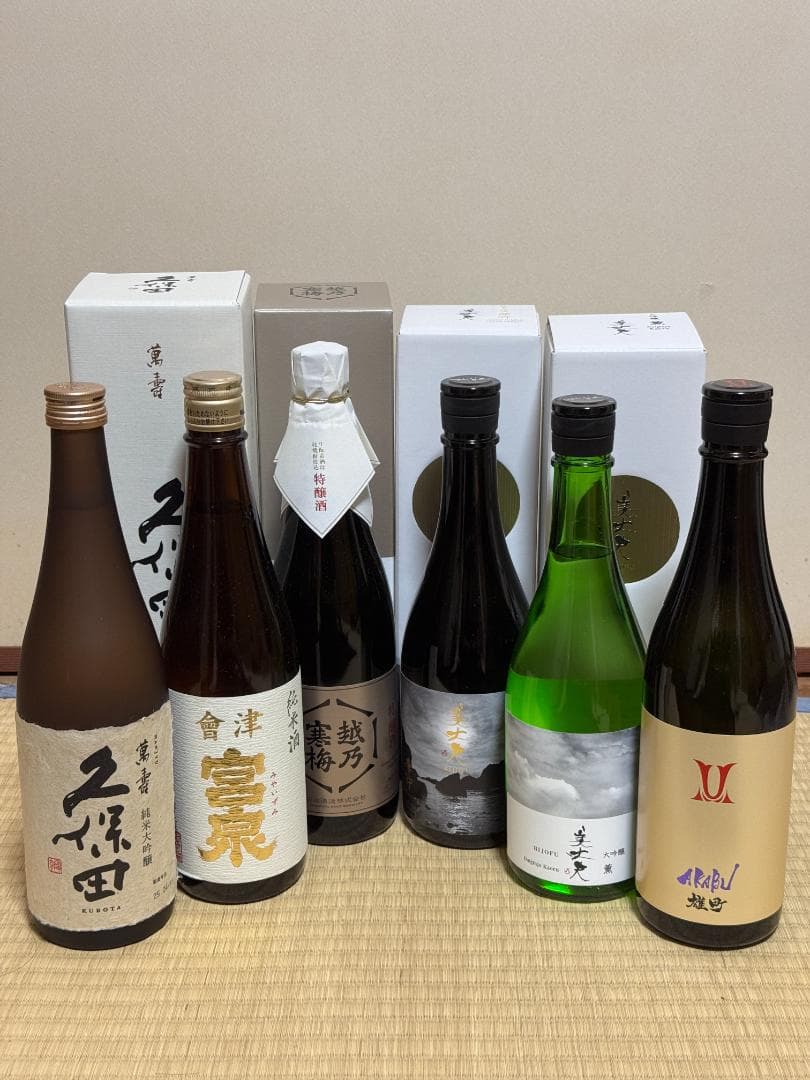 日本酒・焼酎計6本セット（久保田、宮泉、越乃寒梅、美丈夫、美丈夫、AKABU）
