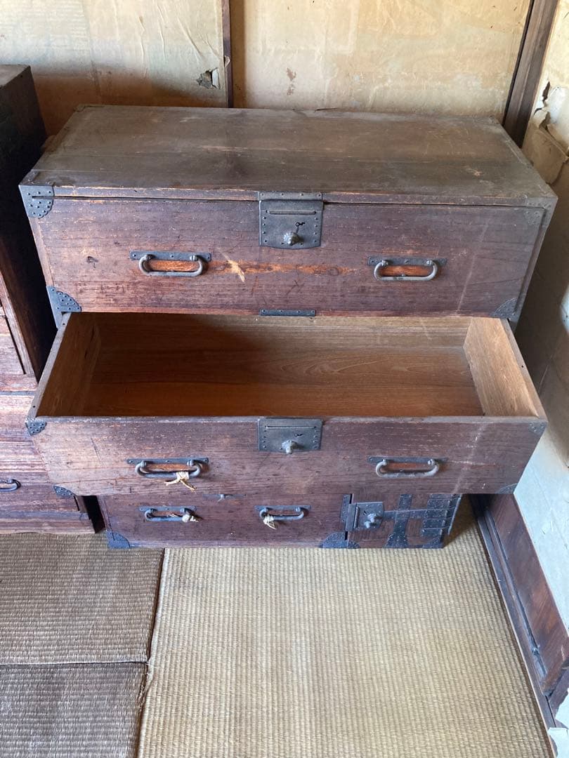 【昭和大正レトロ】アンティーク木製箪笥タンス