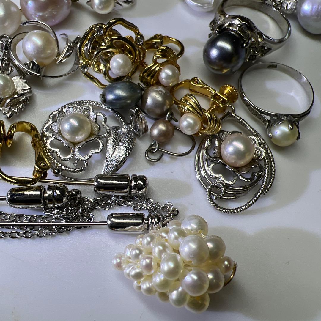 真珠アクセサリー色々　袋込331g 東Y8-0129ア㊱