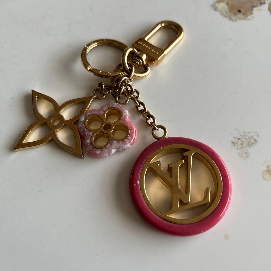 【美品 鑑定済】ルイヴィトン キーホルダー カラーライン モノグラム ブラウン