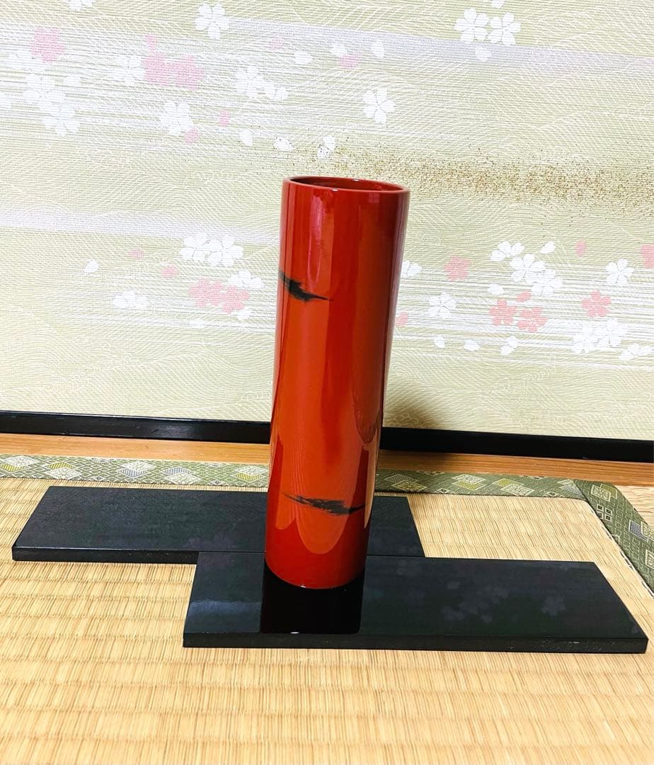 未使用　根来塗　花器　一輪挿し　花瓶　生花　華道　活花